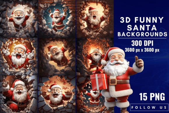 3D Funny Santa Backgrounds: A Whimsical Holiday Design Asset