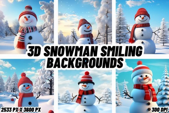 3D Snowman Smiling Christmas Backgrounds