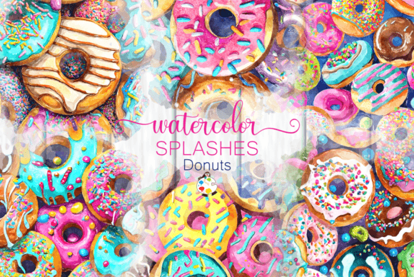 Donut Splashes: Whimsical Watercolor Backgrounds