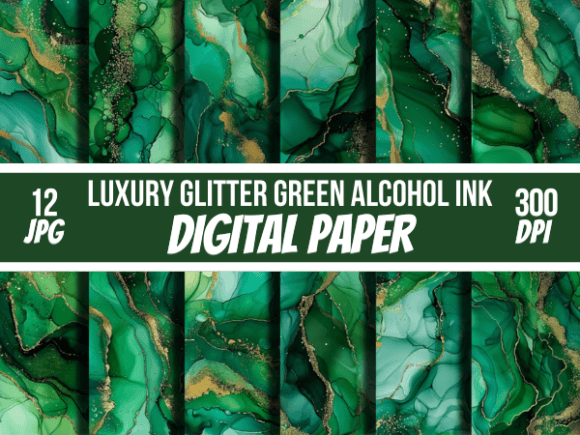 Elevate Your Designs with Glitter Green Alcohol Ink Backgrounds