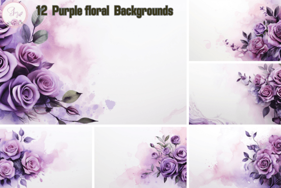 Elevate Your Designs with Purple Floral Digital Paper Backgrounds