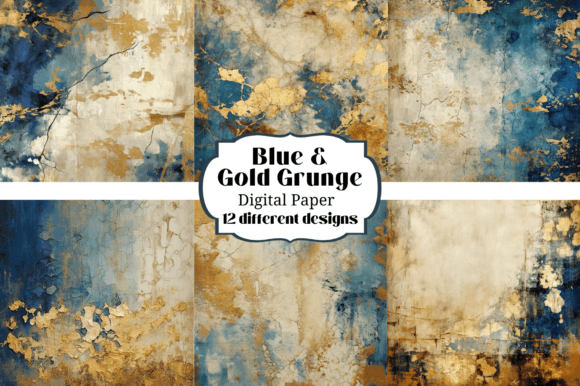 Elevate Your Projects with Blue & Gold Grunge Textures