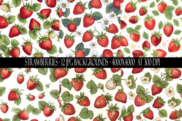 Fresh Strawberry Backgrounds: 12 Vibrant Digital Papers