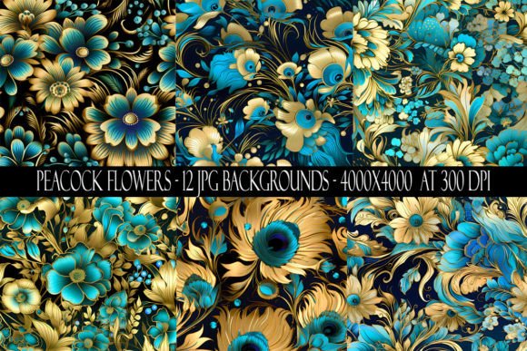 Peacock Flower Backgrounds: Bold Digital Papers for Modern Creators