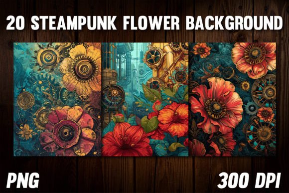 Steampunk Flower Backgrounds for Covers