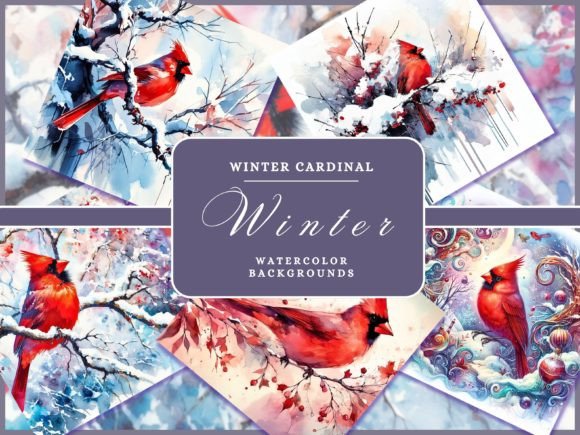 Winter Red Cardinal Backgrounds for Designers